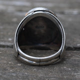 Vintage Sterling Turquoise Ribbed Band Ring 9