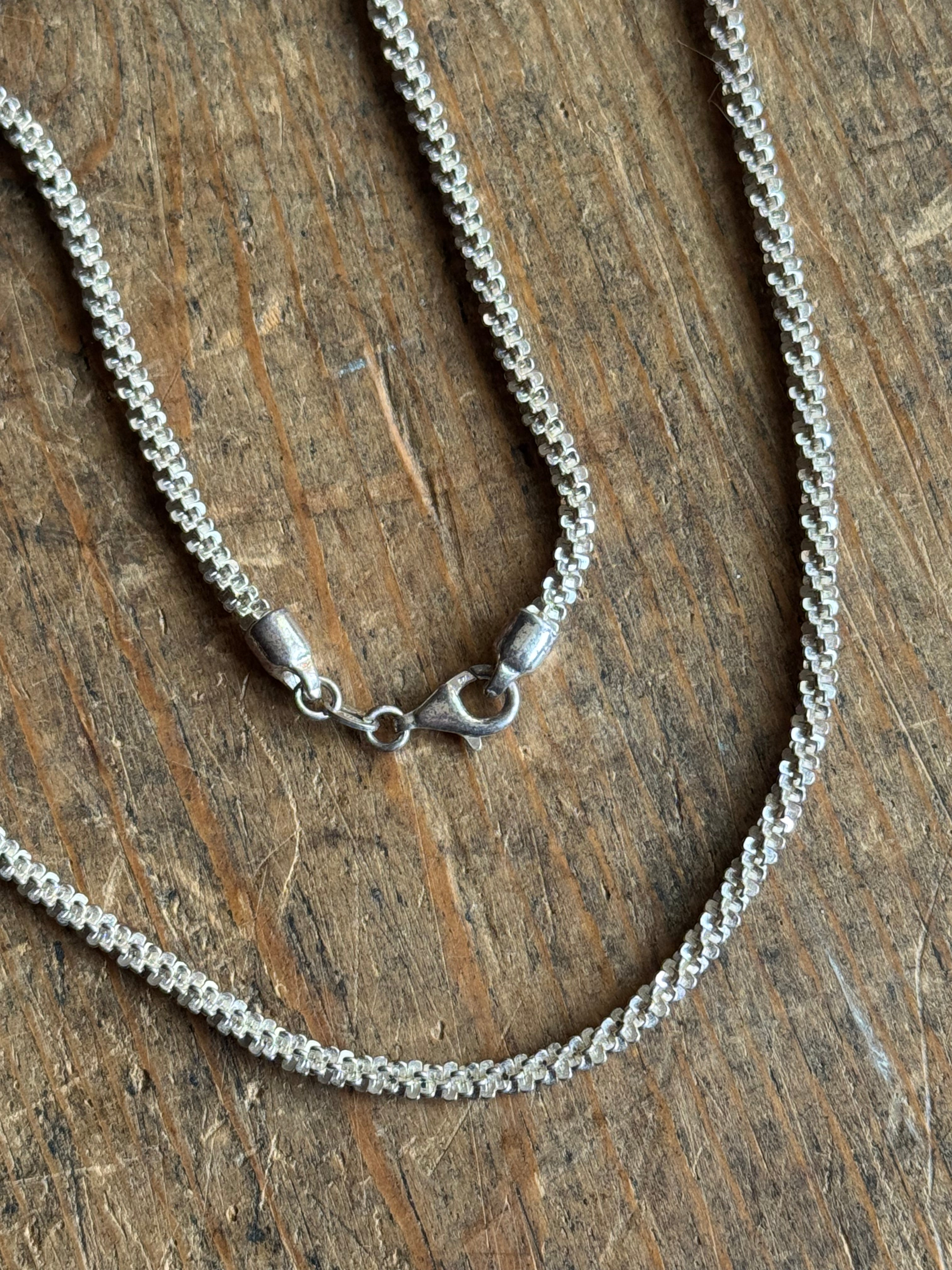 Vintage Sterling Silver 18” Sparkle Popcorn Chain