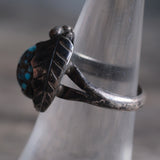 Vintage Sterling Turquoise Feather Ring 6.25