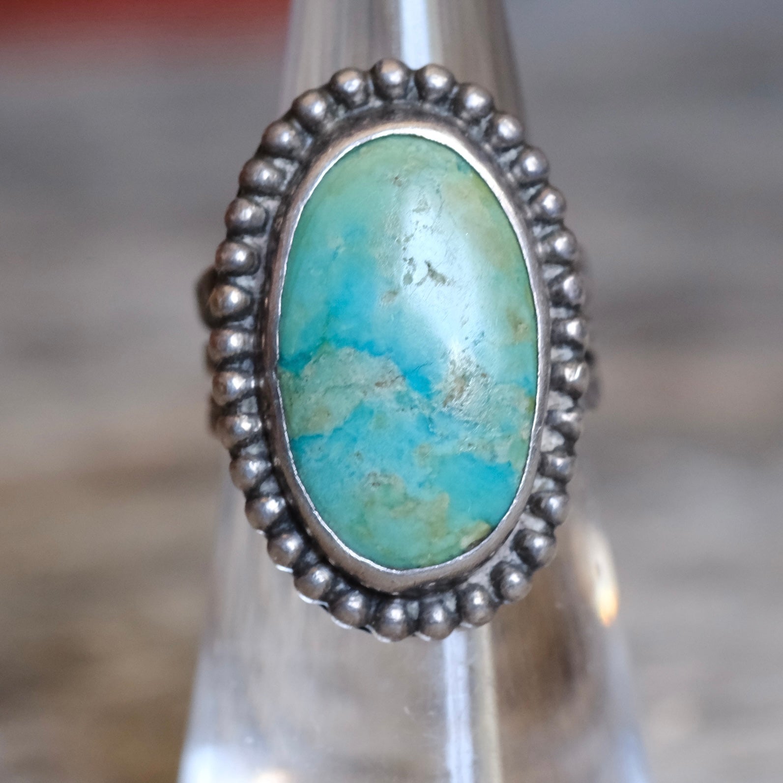 Vintage Sterling Turquoise Ring 5.25