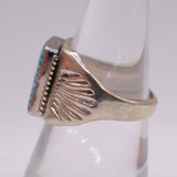 Vintage Sterling Turquoise Stamped Band Ring 8