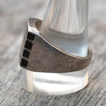 Vintage Sterling Onyx Inlay Striper Ring 12.75