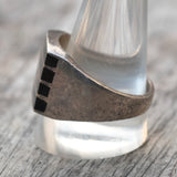 Vintage Sterling Onyx Inlay Striper Ring 12.75