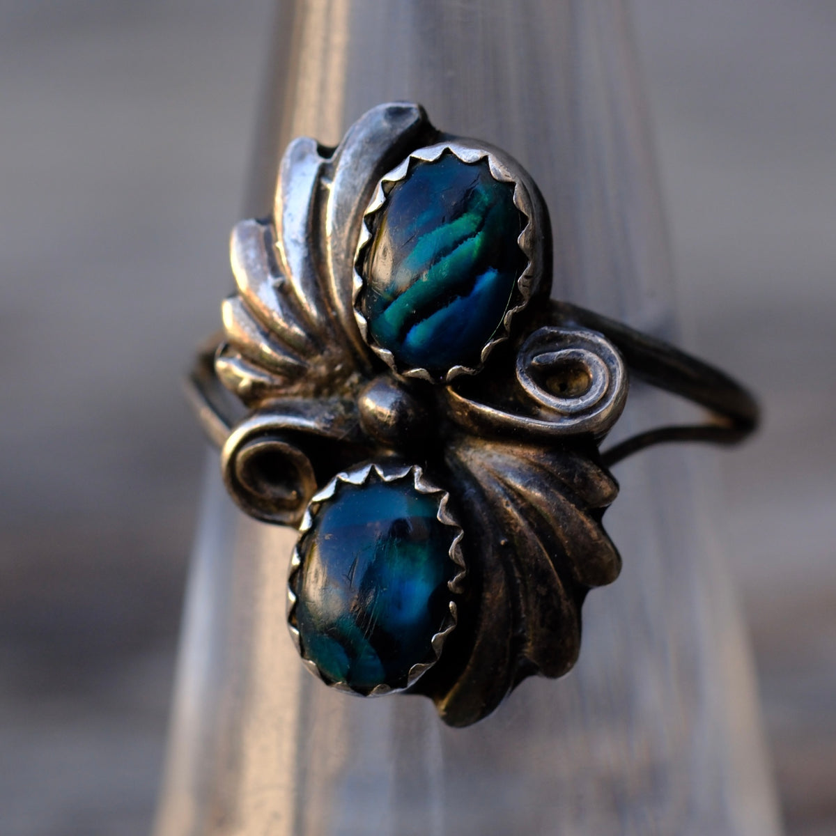 Vintage Sterling Blue Abalone Ring 6
