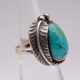 Vintage Sterling Turquoise Feather Ring 5.5