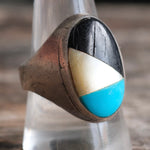 Vintage Sterling Multistone Inlay Ring 10