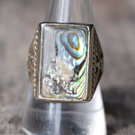 Vintage Sterling Abalone Thunderbird Ring 9.75