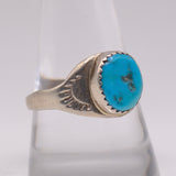 Vintage Sterling Turquoise Stamped Band Ring 10.75