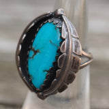 Vintage Sterling Turquoise Feather Ring 5.5