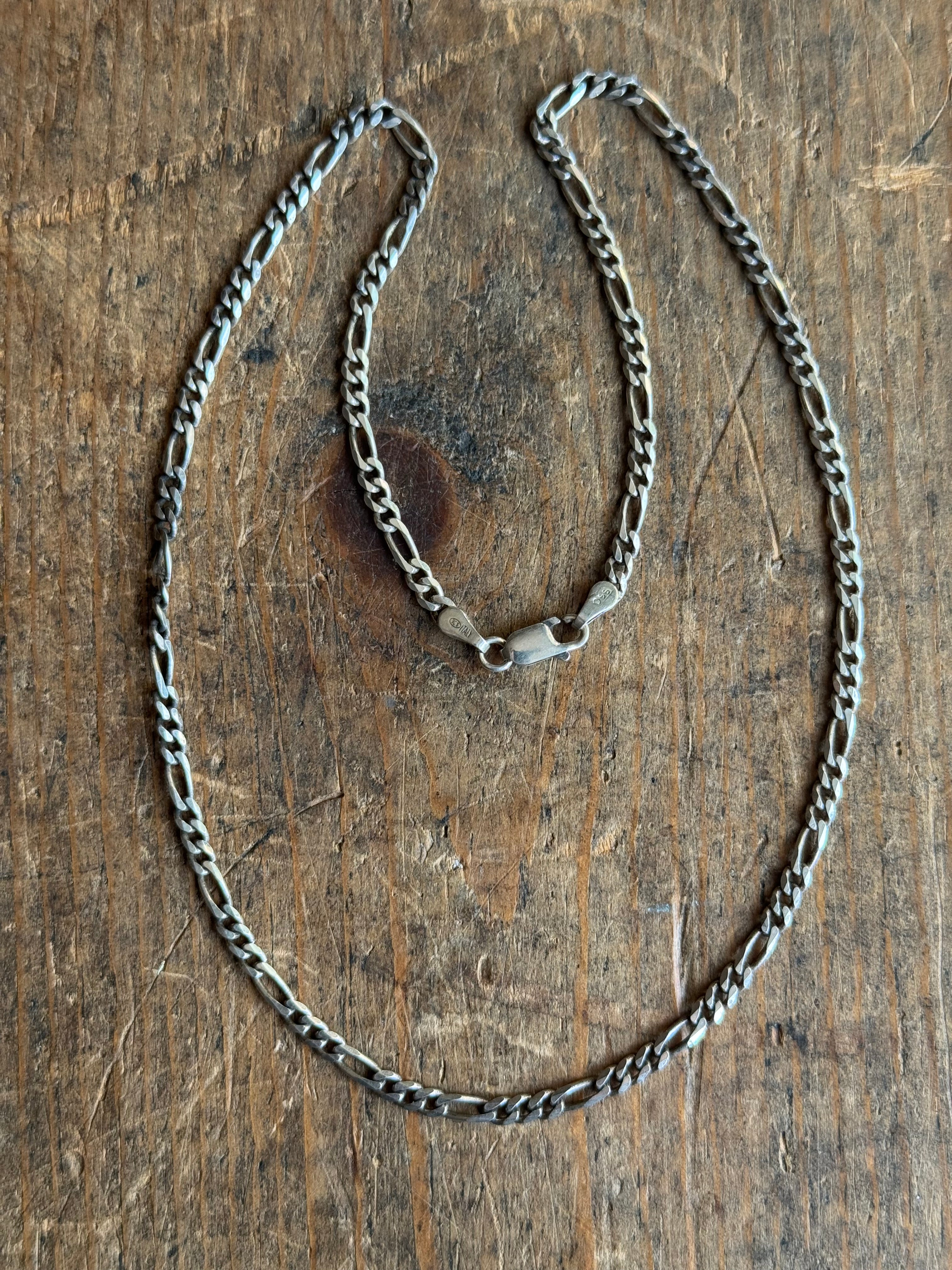 Vintage Sterling Silver 16” Figaro Chain