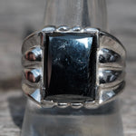 Vintage Sterling Hematite Deco Ring 10.5