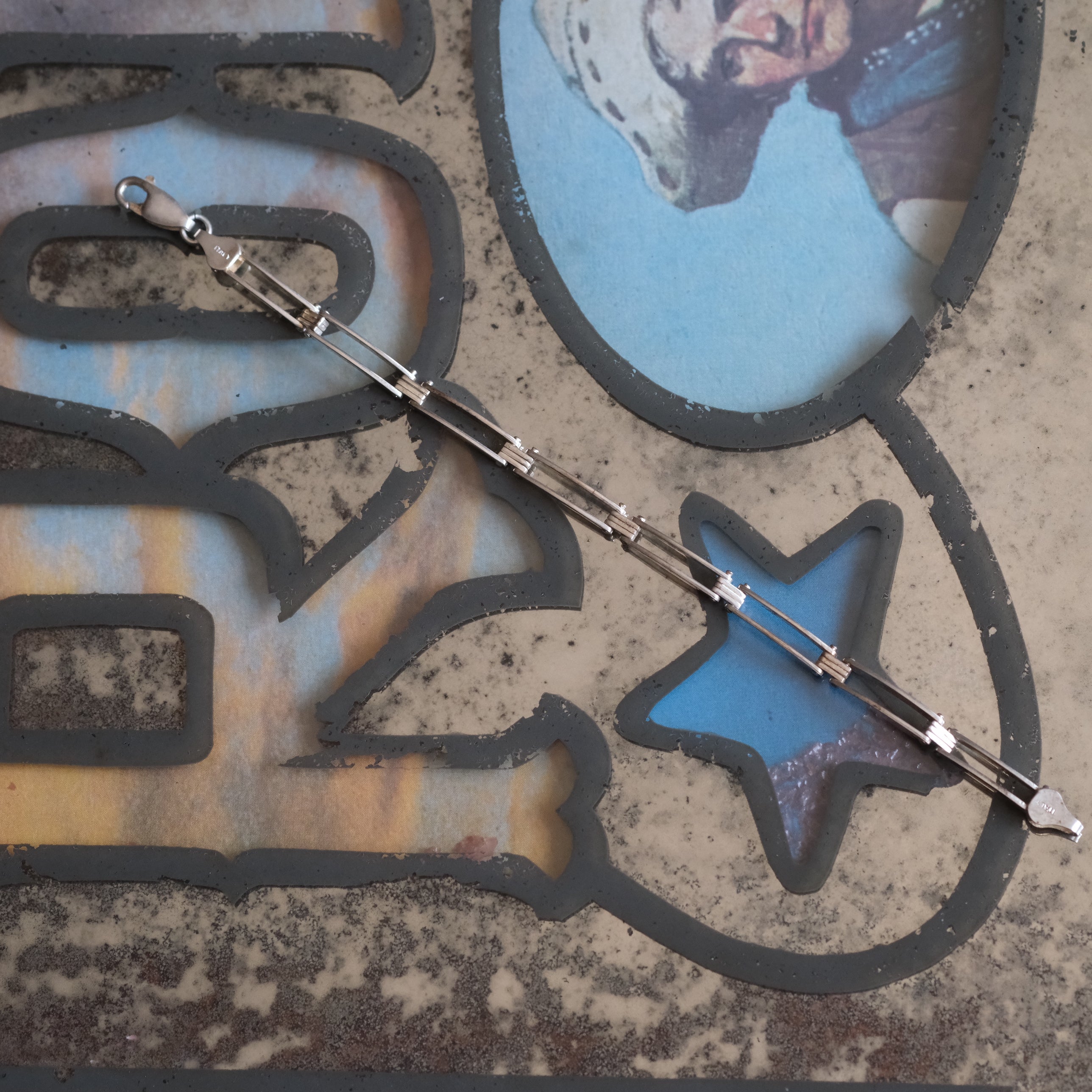 Vintage Sterling Silver ox Hinge Bracelet 7"