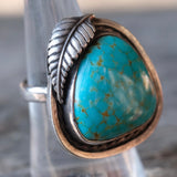 Vintage Sterling Turquoise Feather Ring 9