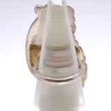 Vintage Sterling Abalone Feather Ring 3.75