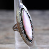 Vintage Sterling Mother Of Pearl Ring 6.5