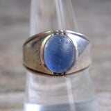 Vintage Sterling Blue Glass Deco Ring 9.25