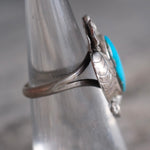 Vintage Sterling Turquoise Feather Ring 5.5