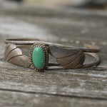 Vintage Sterling Turquoise Feather Cuff