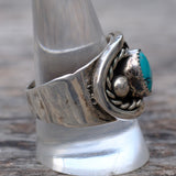 Vintage Sterling Silver Turquoise Cigar Band Ring 11.5