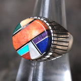 Vintage Sterling Zuni Inlay Ring 8