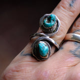 Vintage Sterling 2-Stone Turquoise Ring 5.5