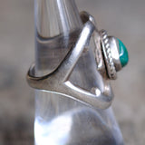 Vintage Sterling Turquoise Sandcast Ring 6.5