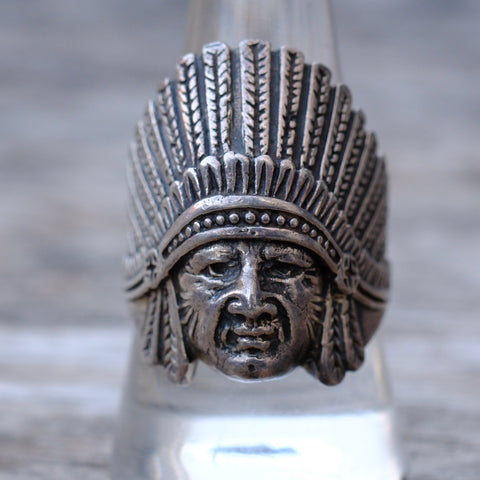 Vintage Sterling Silver Big Chief Ring 9.25