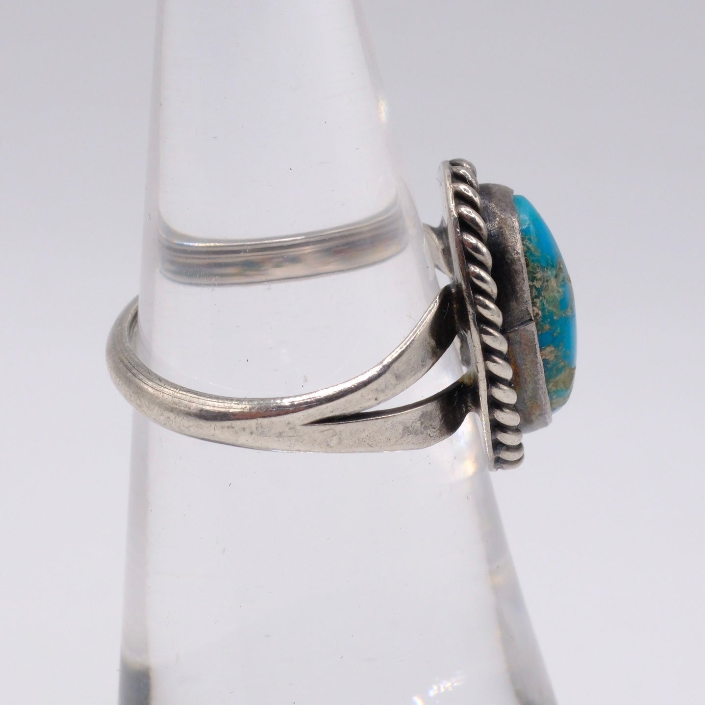 Vintage Sterling Turquoise Roper Ring 5