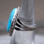 Vintage Sterling Turquoise Roper Ring 5.5