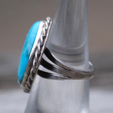 Vintage Sterling Turquoise Roper Ring 5.5