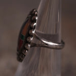 Vintage Sterling Multi Stone Inlaid Ring 5.25