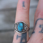 Vintage Sterling Turquoise Thunderbird Ring 5.75