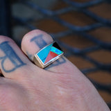 Vintage Sterling Multistone Inlay Band Ring 6.25