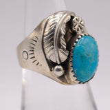 Vintage Sterling Turquoise Feather Ring 7.25