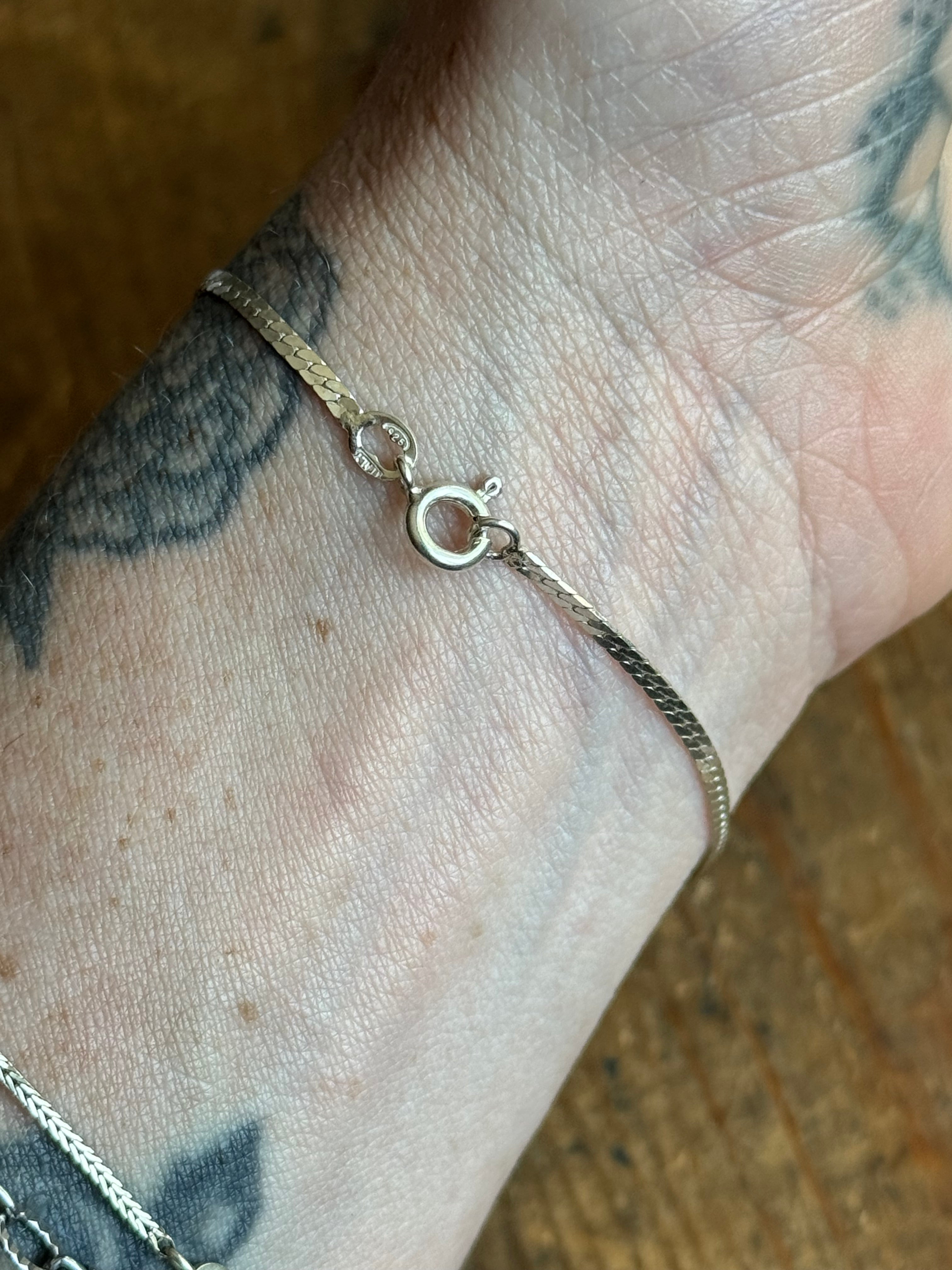 Vintage Sterling Silver 6.75” Herringbone Bracelet