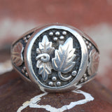 Vintage Sterling Silver Leaf Ring 12.5