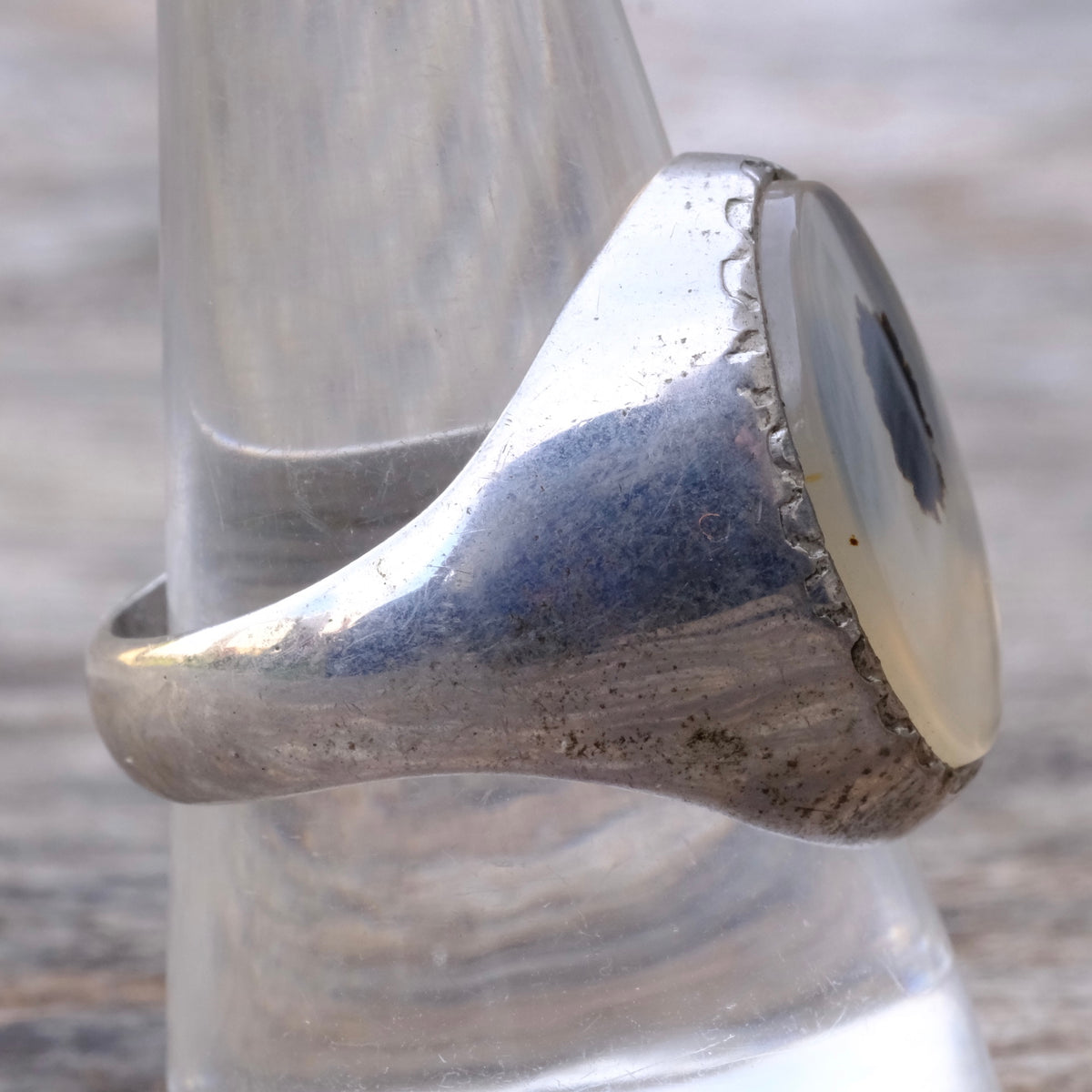 Vintage Sterling Agate Signet Ring 10