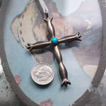 Vintage Sterling Silver Turquoise Cross Necklace