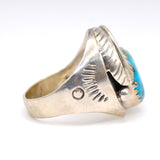 Vintage Sterling Turquoise Feather Ring 7.75
