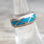 Vintage Sterling Crushed Turquoise Inlay Ring 7