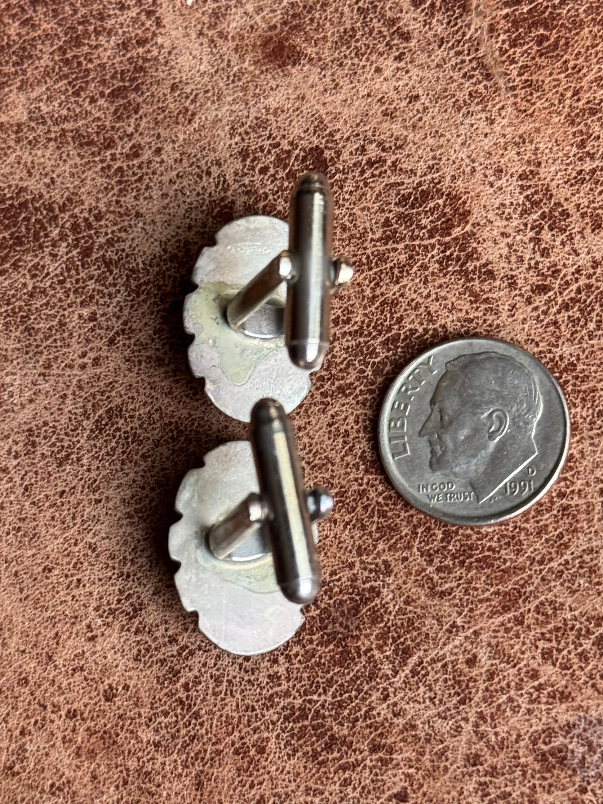 Vintage Sterling Silver Framed Onyx Cufflinks