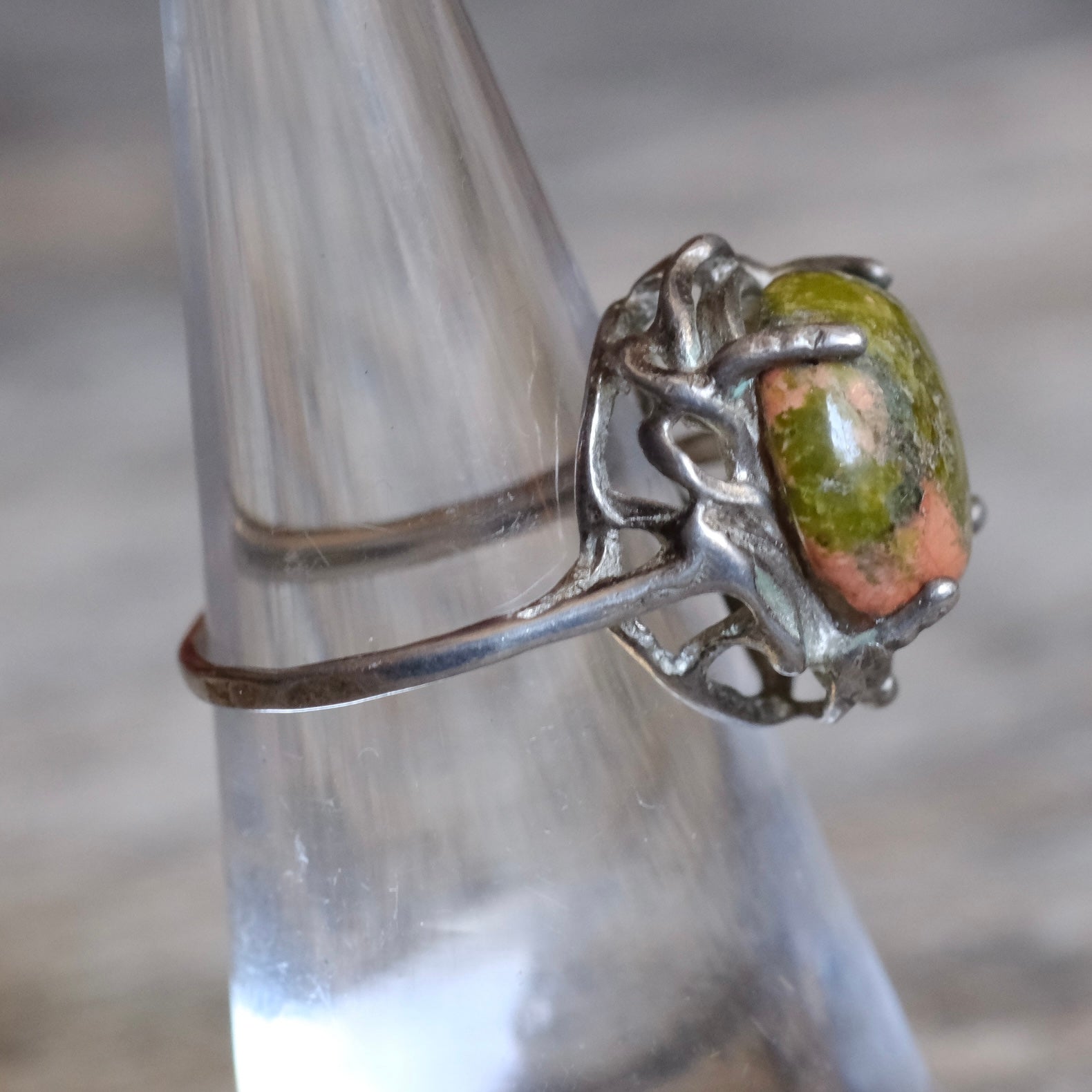 Vintage Sterling Jasper Ring 5.25