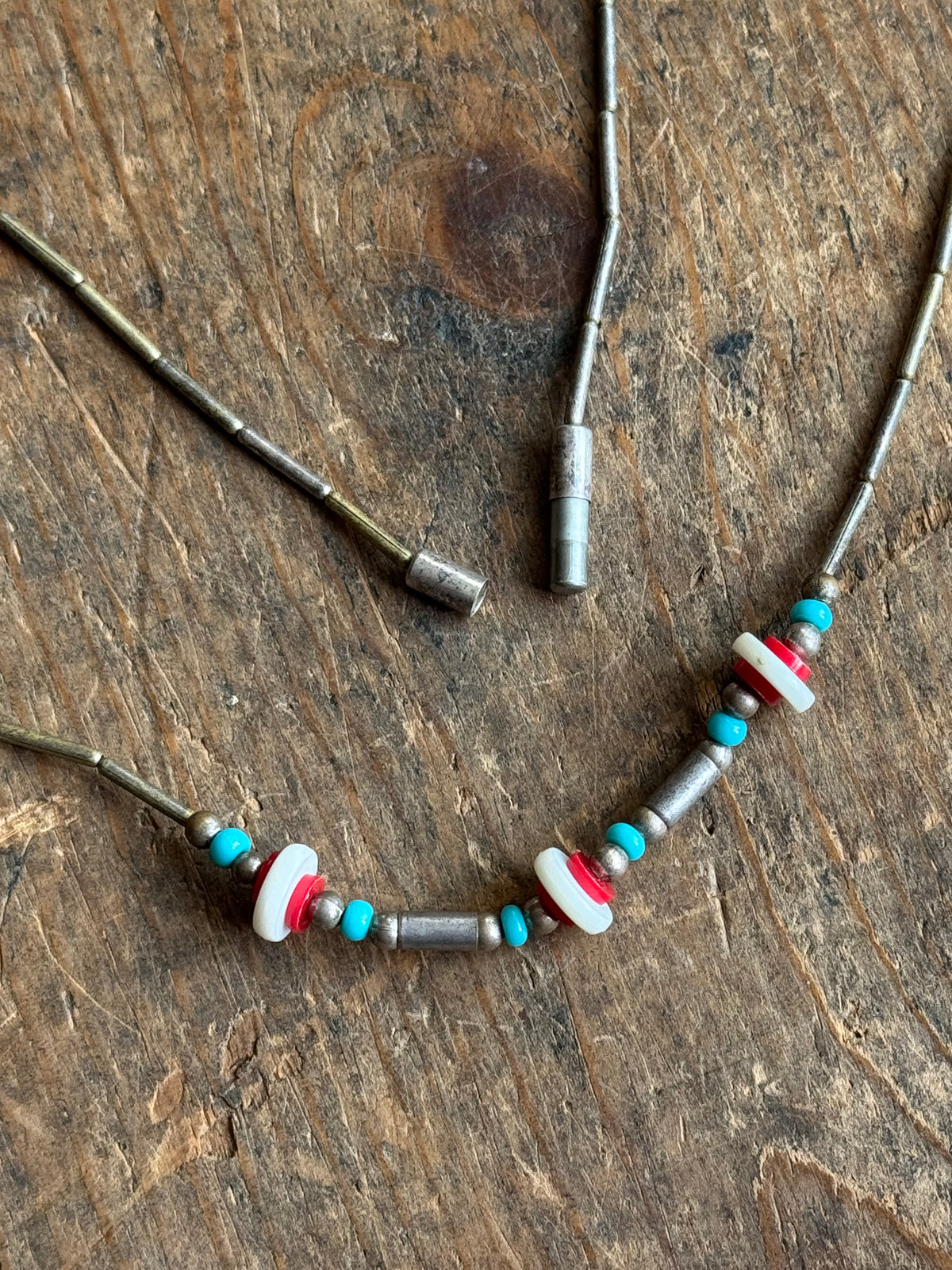 Vintage Sterling Silver Multi Stone Liquid Silver Beaded Necklace