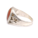 Vintage Sterling Petrified Wood Crossed Arrows Ring 11.25