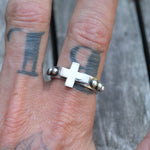 Vintage Sterling Silver Dotted Cross Ring 11.5