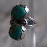 Vintage Sterling 2-Stone Turquoise Ring 4.5