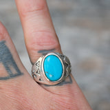 Vintage Sterling Turquoise Stamped Arrows Ring 7.75