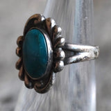 Vintage Sterling Bells Trading Post Turquoise Ring 5.5