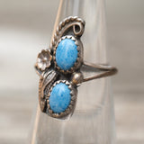 Vintage Sterling 2-Stone Sodalite Feather Ring 4.5