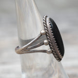 Vintage Sterling Onyx Ring 6.5